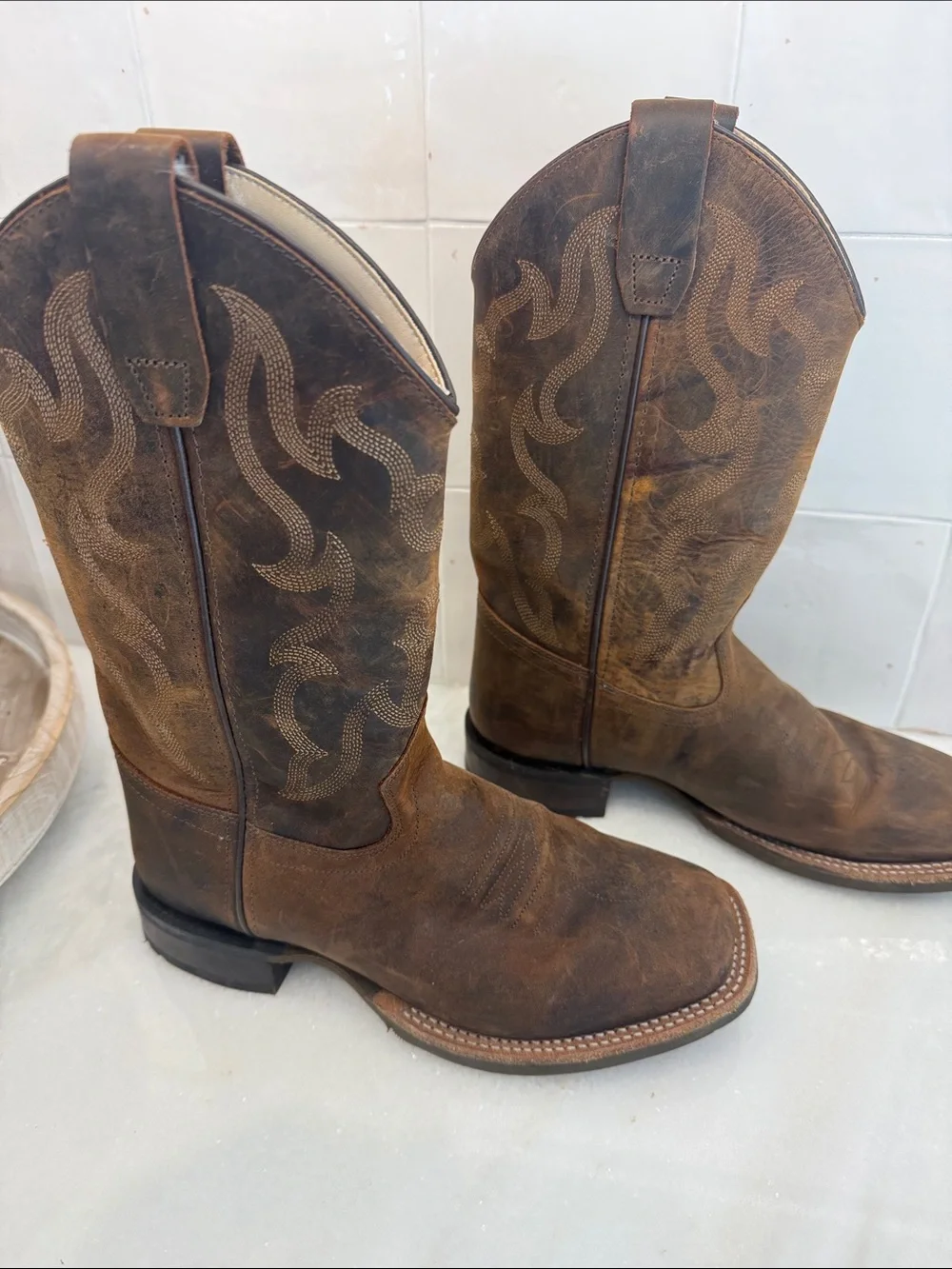 Kids Brown Western Pull-On Cowboy Boots